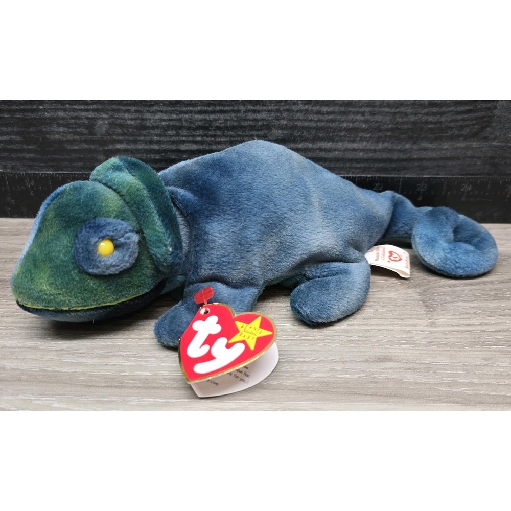 Ty Beanie Baby 9 inch Rainbow The Iguana Chameleon‎ Toy